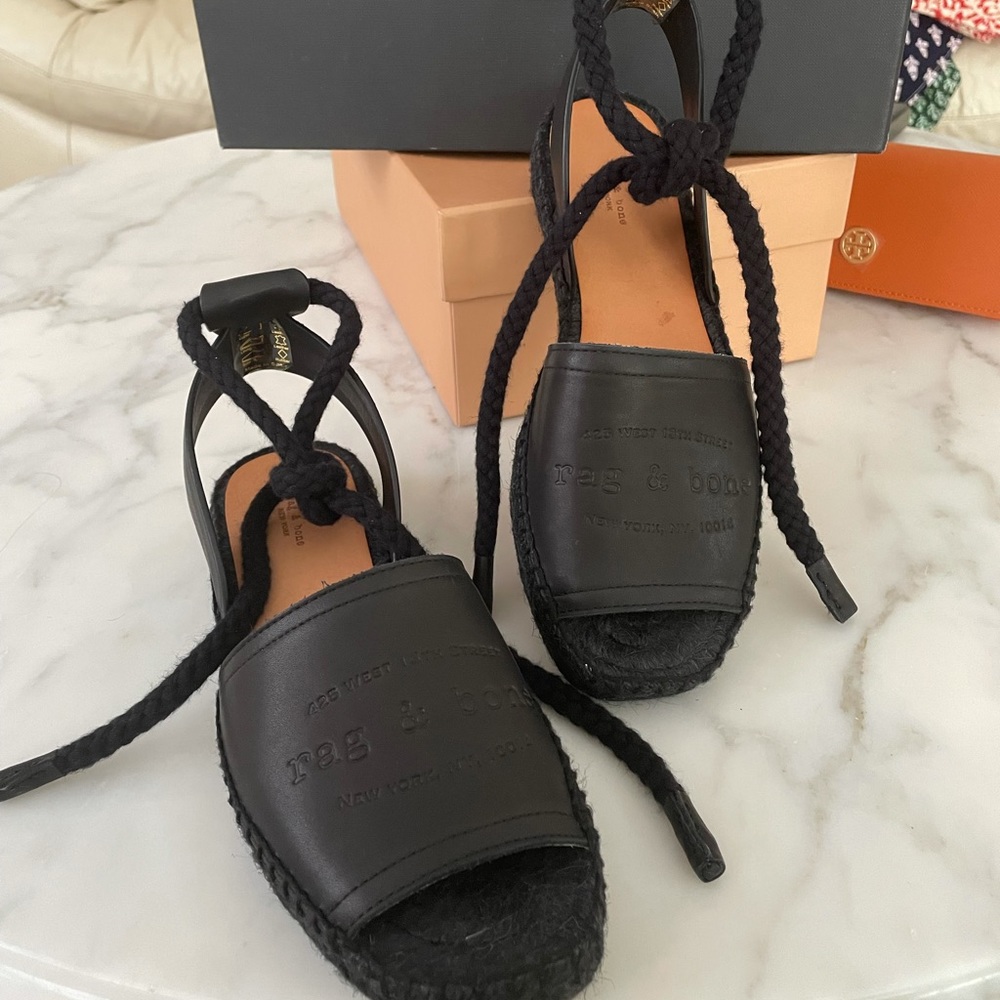 New Rag & Bone Black Estelle Sandals Sz 36.5